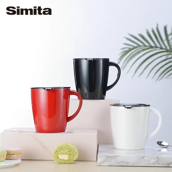 

FEIJIAN Coffee Mug Contracted Style Stainless Steel Cup with Creative Lid Suitable for Home,Office,Coffee Shop,Bar