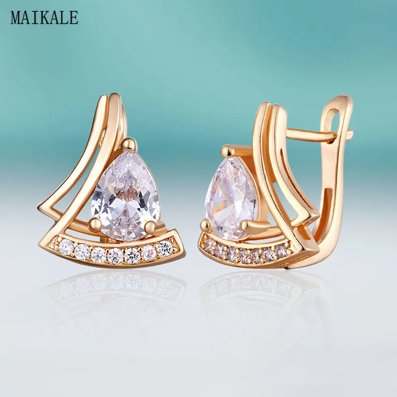 Женские серьги в форме букв MAIKALE трендовые клипсы с цирконом Ювелирное Украшение
