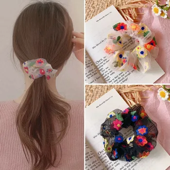 

2020 Chiffon Flower Net Yarn Large Intestine Circle Girl Fashion Large Intestine Hair Circle Head Rope