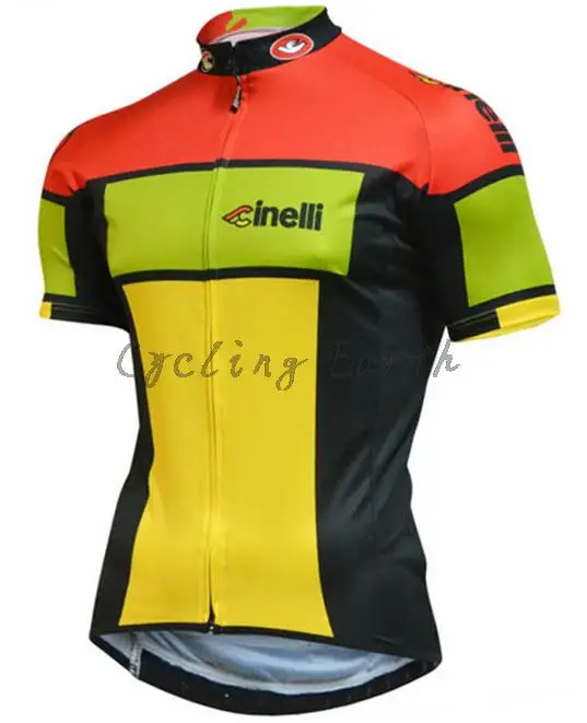 only jersey Cinelli Мужская Летняя одежда короткий рукав Велоспорт Джерси нагрудник шорты рубашка комплект одежды MTB ropa ciclismo дышащая одежда костюм - Цвет: only jersey