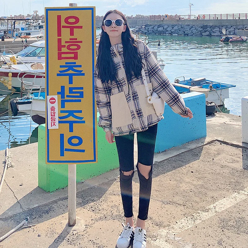 

Photo Shoot Coat Women's Spring And Autumn Korean-style Harajuku BF Hong Kong Style Loose-Fit Oversize Casual Double-sided Wear