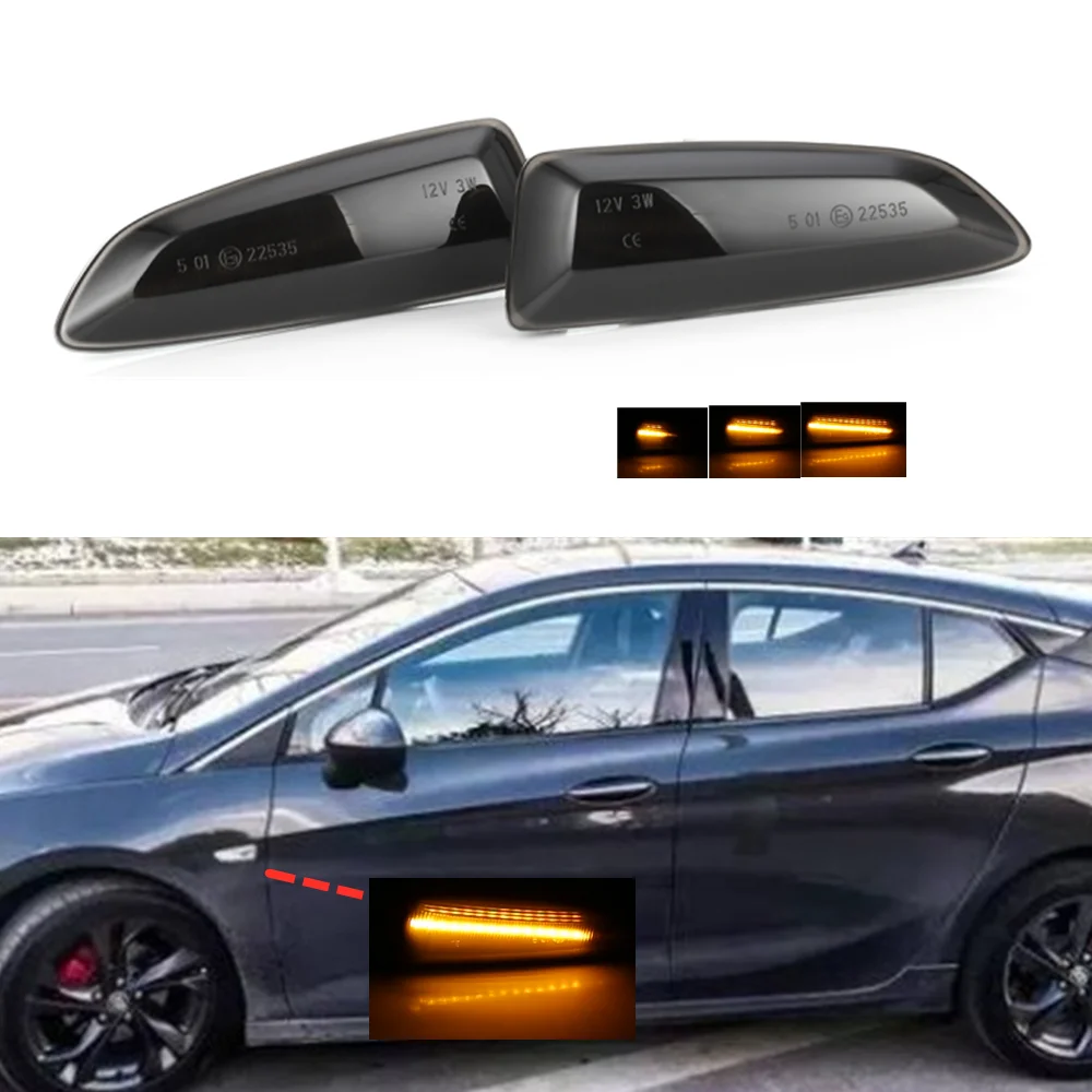 

2pcs Dynamic LED Side Marker Lights 12V Flowing Turn Signal Light Side Repeater Lamp Panel Lamp for Opel for Vauxhall Astra J K