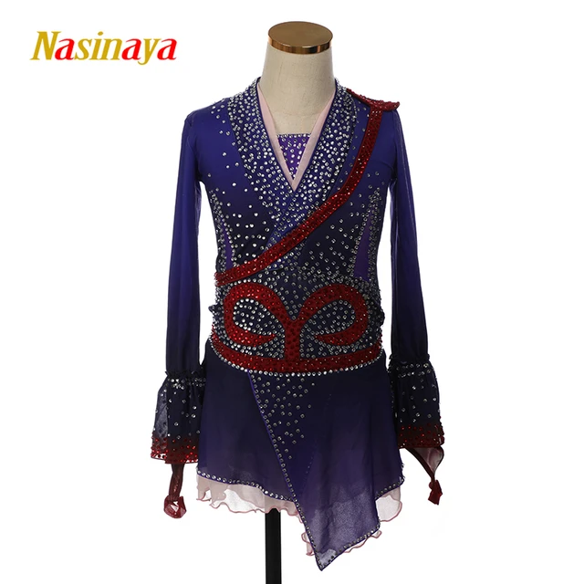 Vestido de patinaje artístico para niña, traje de patinaje para mujer, azul  y blanco, novedad de 2020, personalizado, envío gratis - AliExpress