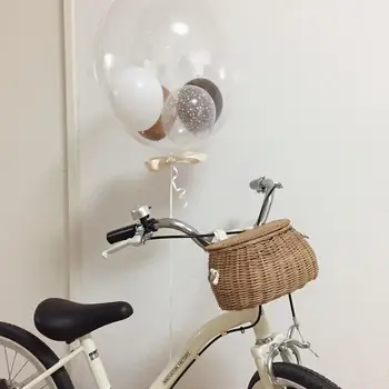 

Vintage Bicycle Basket Handmade Bike Rattan Hanging Organizer Bag Wicker Straw Storage Backpack Nordic Girls Kids Room Decor
