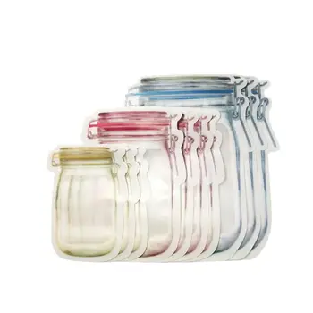 

20pcs Jar Pattern Food Storage Pouch Reclosable Zipper Zealed Sealing Bag Treat Bags Snacks Storage Bags For Kitchen