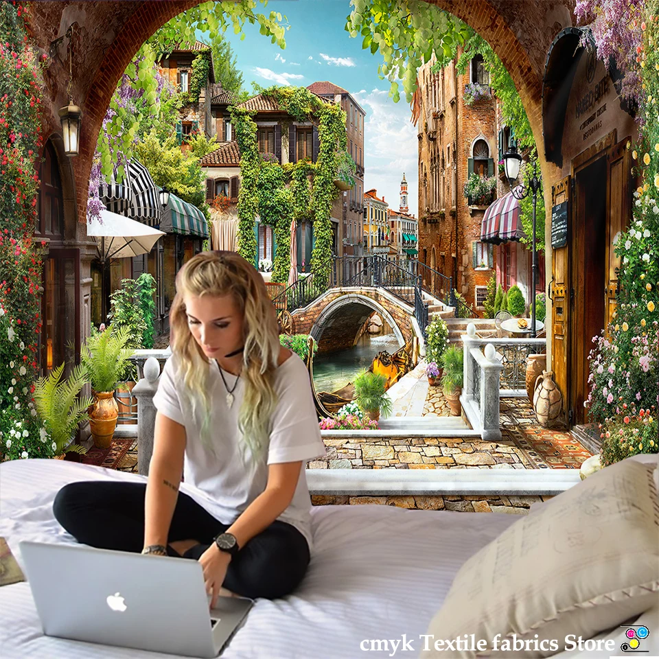 Description Picture 2 of itemCorridor Scenery Wall Hanging Landscape Tapestry Sea Beach Wall Cloth Beach Mat Flower Blanket Home Decoration