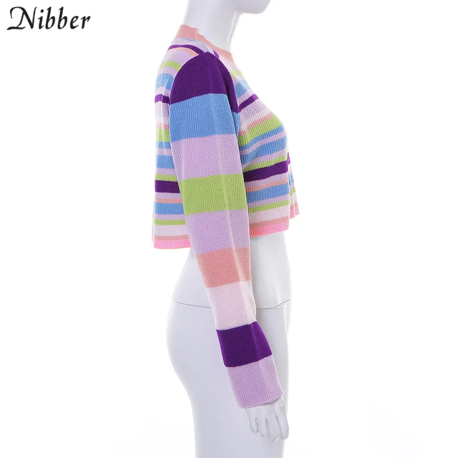 Nibber осень популярный цветной свитер Харадзюку women2019осень Зима Свободный базовый кроп топ дамы элегантный уличный Повседневный свитер mujer