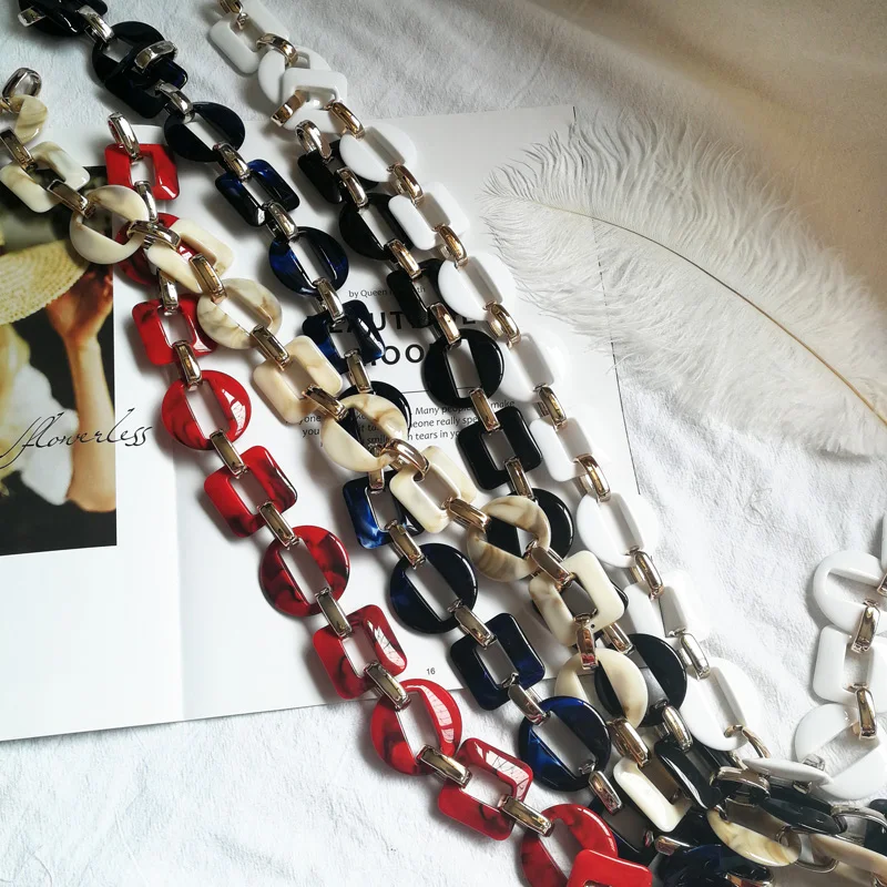 

Vintage Acrylic Alloy Chains Bag Straps 35CM-60CM Women Shoulder Belt Brands Shoulder Strap Ladies Designer Handbag Accessories