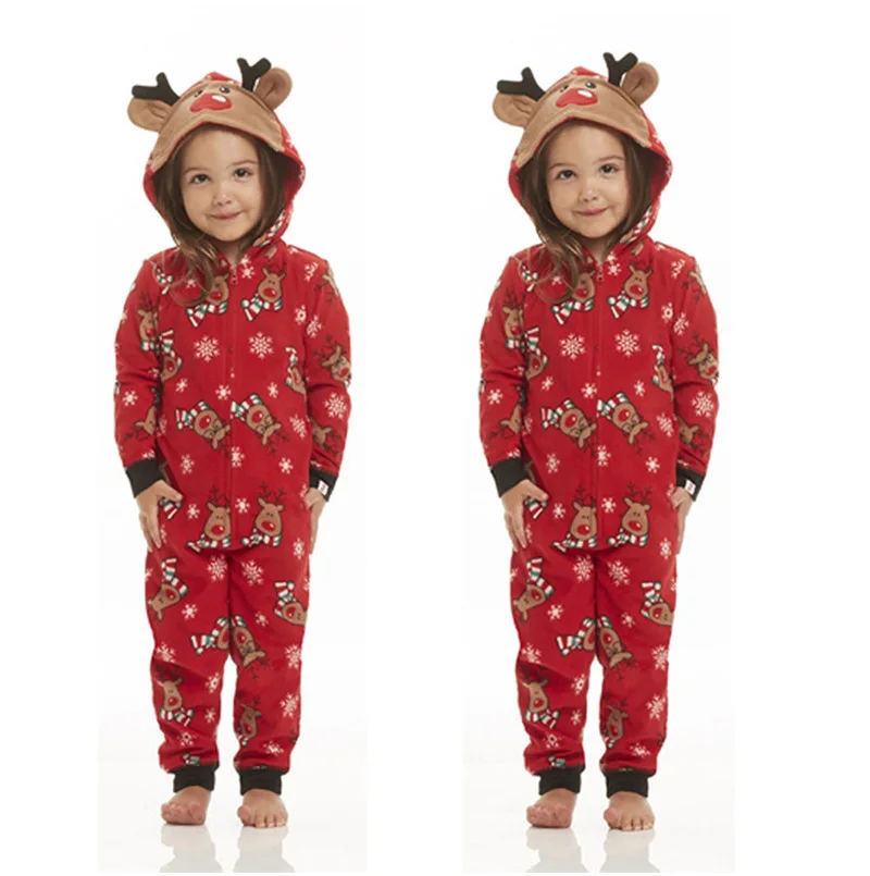 Рождественский семейный костюм; рождественские пижамы для взрослых и детей; пижамный комплект с капюшоном; комбинезон с принтом оленя; повседневная одежда; одежда для сна; подарки
