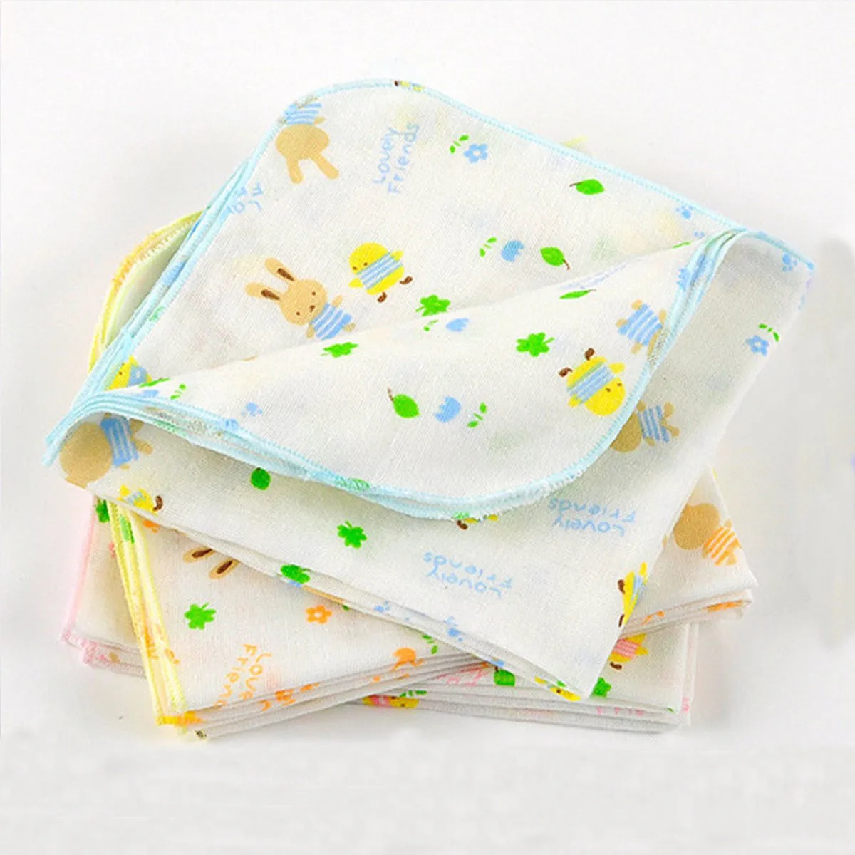 10pcs Cotton Baby Blanket Infant Muslin Kids Soft Bath Shower Towel Baby Gauze Swaddle Handkerchief Face Wipe Cloth Newborn