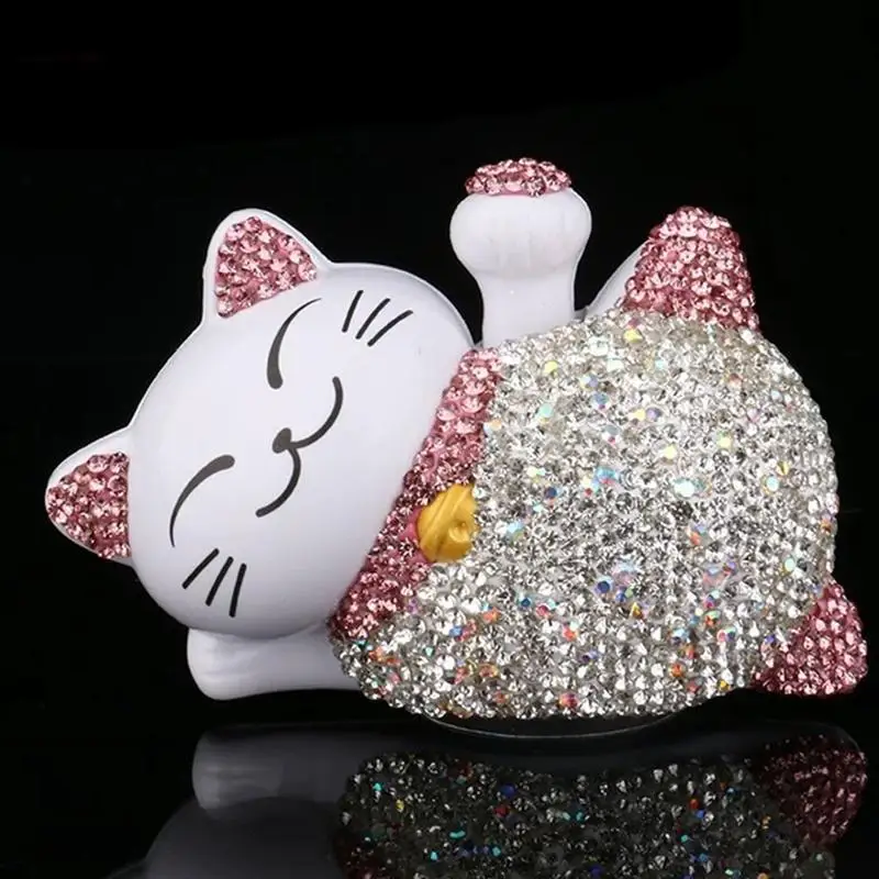 Блестящий автомобиль Lucky Cat украшение Стразы украшения "Кошки" солнечной энергии счастливые украшения "кошки" украшения
