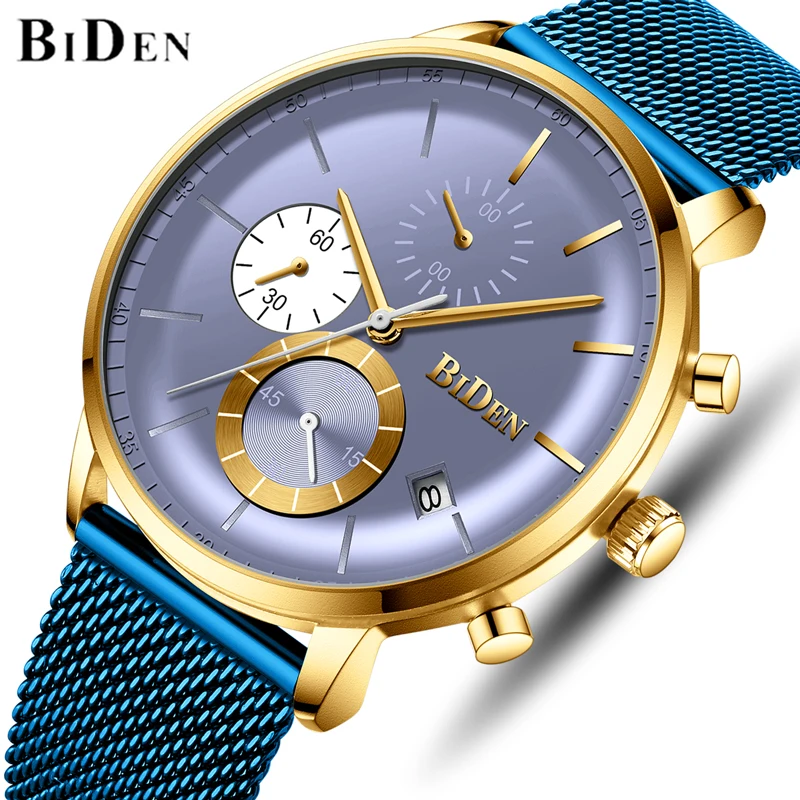 

BIDEN Men Watches Top Luxury Brand Men's Army Military Chronograph Watch Male Fashion Analog Quartz Wristwatch Waterproof Clock