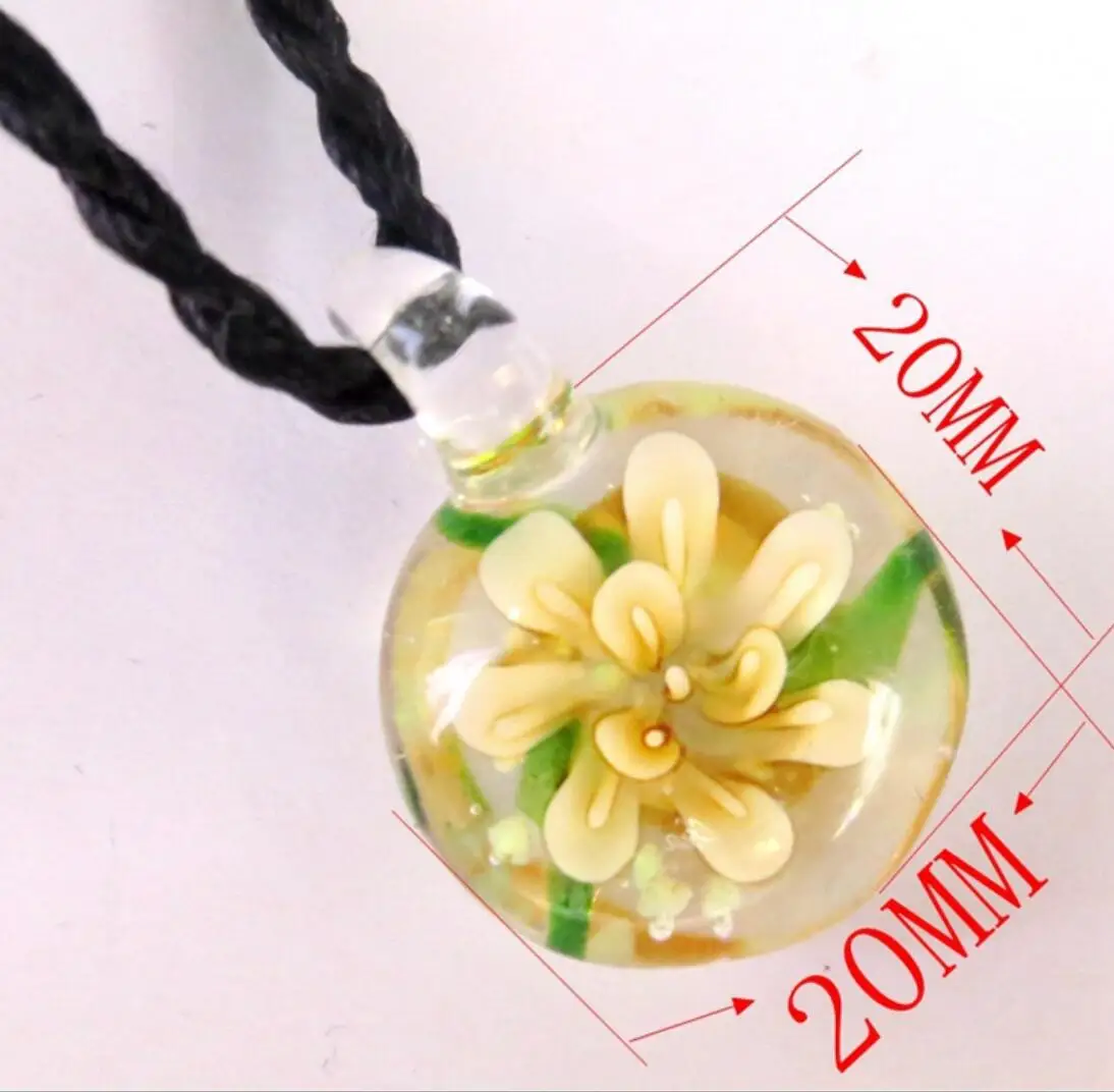 Wholesale 6pcs Hot Sale Handmade Murano Lampwork Glass Round Flower Pendant Fit Necklace Gifts LL33 image_2