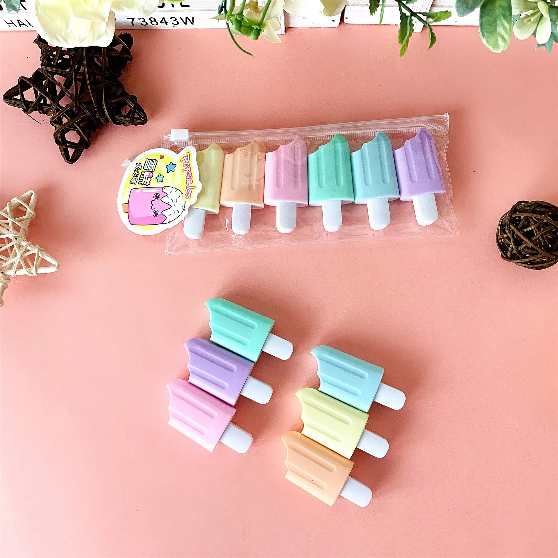

12 Pack/lot Mini Ice Cream Highlighter Cute 6 Colors Drawing Painting Art Marker Pen School supplies Stationery gift