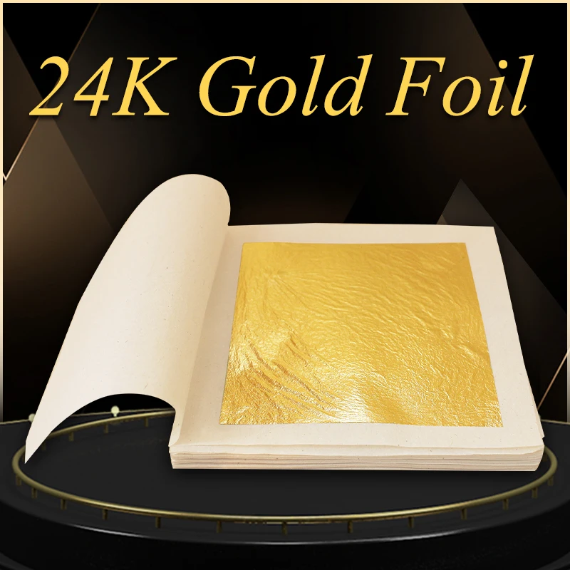24K съедобный Золотой Фольга листов лист из чистого золота для украшения тортов