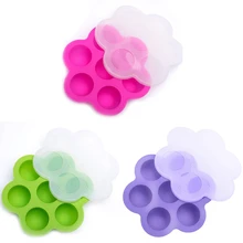 7-отверстий силиконовые детские контейнер для продуктов для Еда добавки ящик для хранения с крышкой льда лоток герметичный органайзер для холодильника