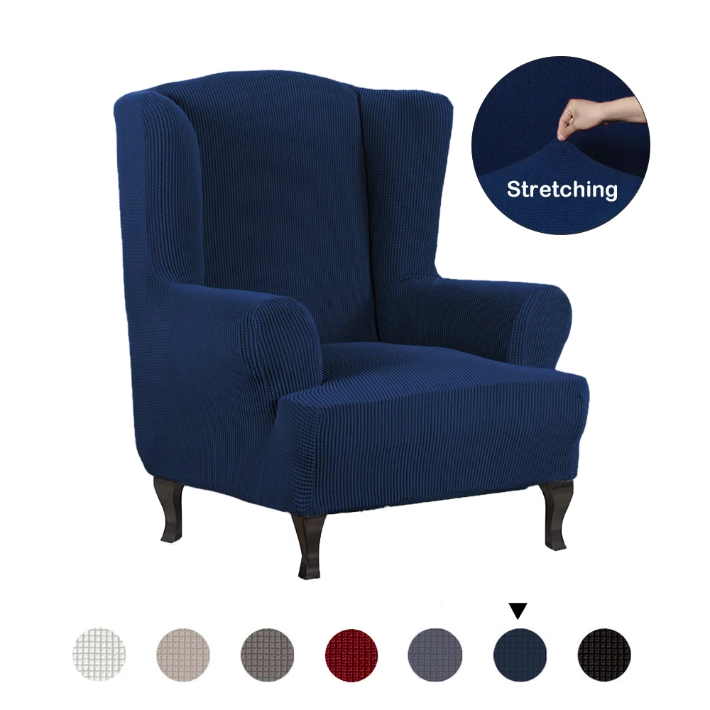 

1 Piece Super Stretch Stylish Furniture Cover, Wingback Chair Cover Slipcover Spandex Jacquard Checked Pattern