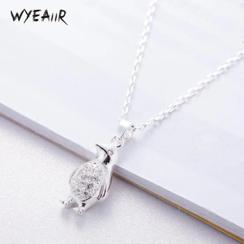 

WYEAIIR Temperament Rhinestone Personality Cute Penguin Shiny Literary Versa 925 Sterling Silver Clavicle Chain Female Necklace