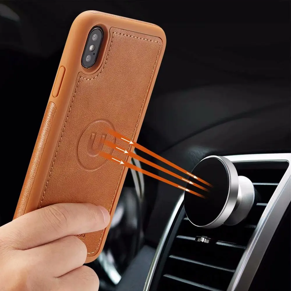 

2 in 1 Car magnetic Phone Case For iPhone XR XS X XS Max 7 8 6 6S Plus Card Holder Business PU Leather Wallet Flip Cover Fundas