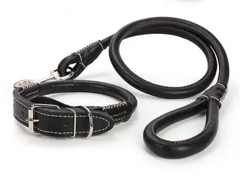 

Dog Collar Leash High Quality PU Leather Set Pet Collar Lead Black Brown S/M/L/XL Small Middle Large Dogs Pitbull Bulldog Collar