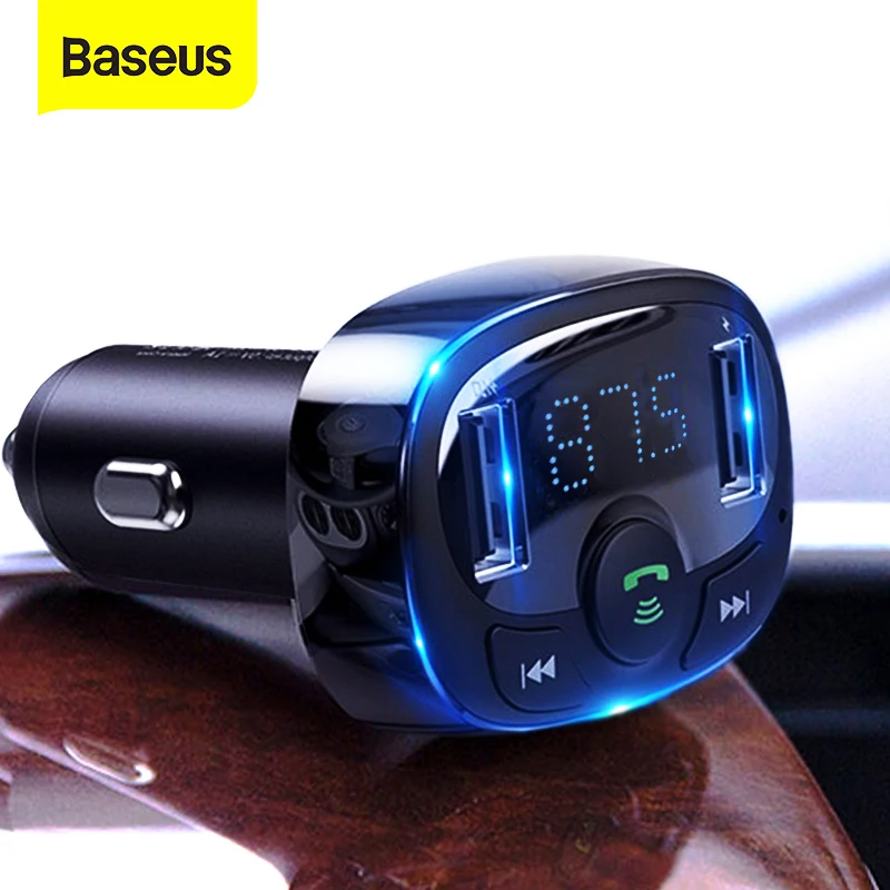 Baseus FM Transmitter Handsfree Bluetooth Car Kit MP3 Player With 3.4A Dual USB Car Charger FM Modulator Transmiter|FM Transmitters| - AliExpress
