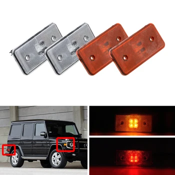 

For Benz G-Class W463 G500 G55 AMG G550 G63 2002-2014 4x F&R Amber Red Led Side Marker Lights Turn Signal Lamp