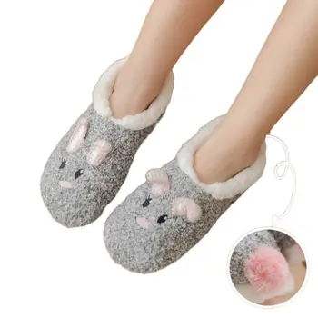 

Women Winter Coral Velvet Cartoon Rabbit Pig Dog Animal Warm Fuzzy Slipper Socks C6UD