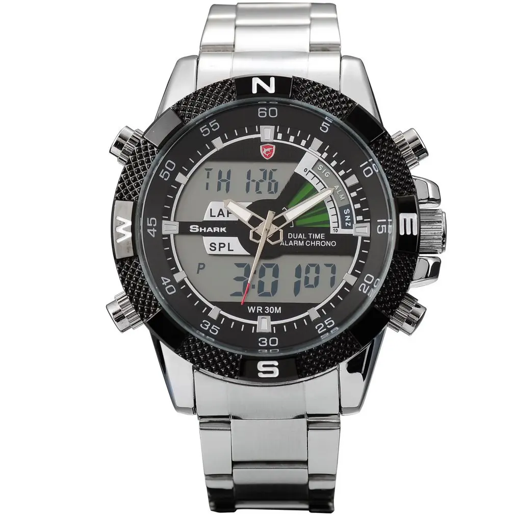 

Steel Porbeagle SHARK Sport Watch Luxury Black Digital Male Quartz Fashion LCD Date Stopwatch Relogio Masculino Watches /SH047
