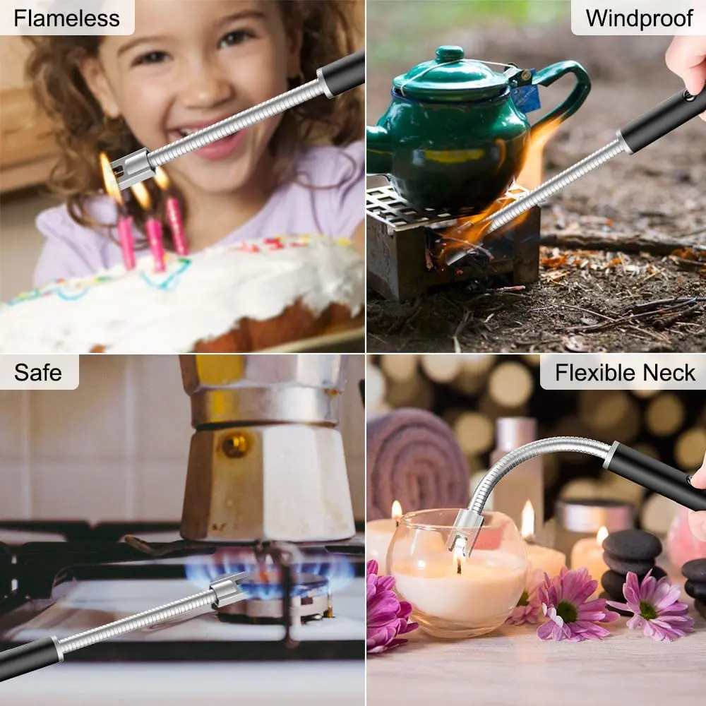 Вращающаяся на 360 градусов Гибкая ветрозащитная Зажигалка для шеи электрическая