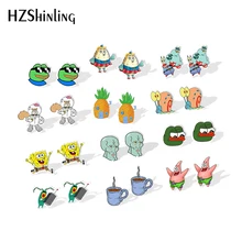 Новинка Angry Pepe The-Frog серьги из полимеров милый мультяшный дом в форме ананаса акриловые серьги эпоксидные серебряные серьги