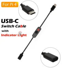 New Raspberry Pi 4 Power Switch USB Type C with indicator light Male to Female USB
