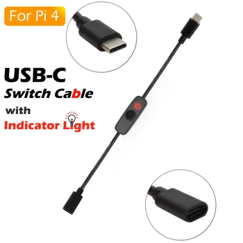 

New Raspberry Pi 4 Power Switch USB Type C with indicator light Male to Female USB-C Extension Cable Switch for Raspberry Pi 4B