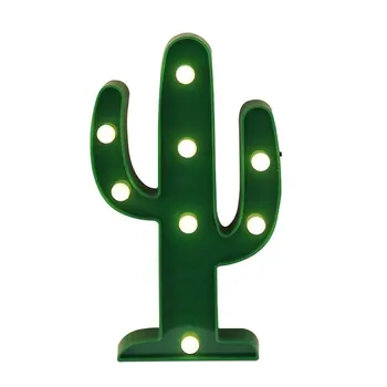 

LED Neon Night Light Cactus Shape with Base Battery Powered Table Lamp for Kids Room Holiday