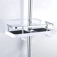 

Bathroom Shower Tray Lift Rod Shower Head Bracket Pole Storage Rack Holder Organizer Shampoo Towel Shelf Single Tier Home