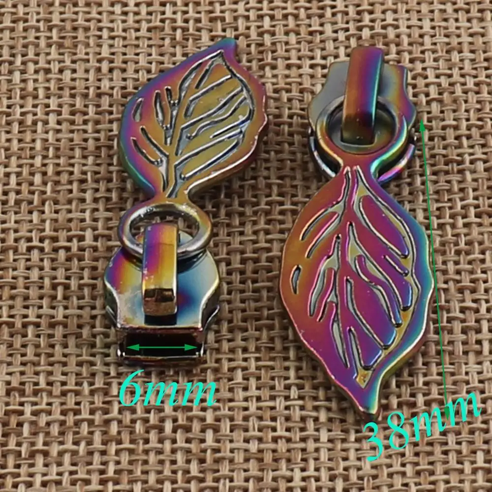 

10 шт., ползунок радужной головки на молнии, ползунок #5 в форме длинных листьев на молнии, поставка сумок, шитье ювелирных изделий, сумок, поде...