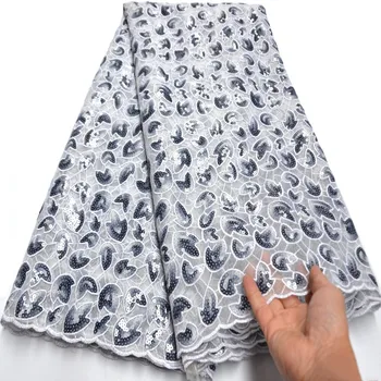 

2020 New Design African Organza Lace Fabric High Quality French Embroidered Tulle Lace Fabric with Sequins Ki138