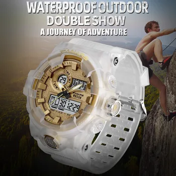 

Fashion Men's Anti Fall Big Screen Watch Multi Function Luminous Electronic Watches for Men montre homme 2019 FJSL