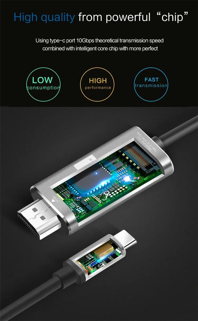 1,8 м Длина USB 3,1 тип-c к HDMI кабель HD 4K 60Hz USB C HDMI кабель адаптер для Macbook телефонов планшетных ПК