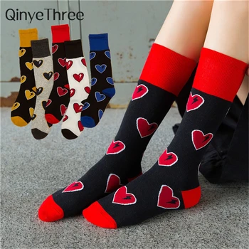 

New Women's Harajuku Love Heart with Lightning Calf Socks Happy Funny Heartbeat Sokken Hipster Skateboard Campus College Style