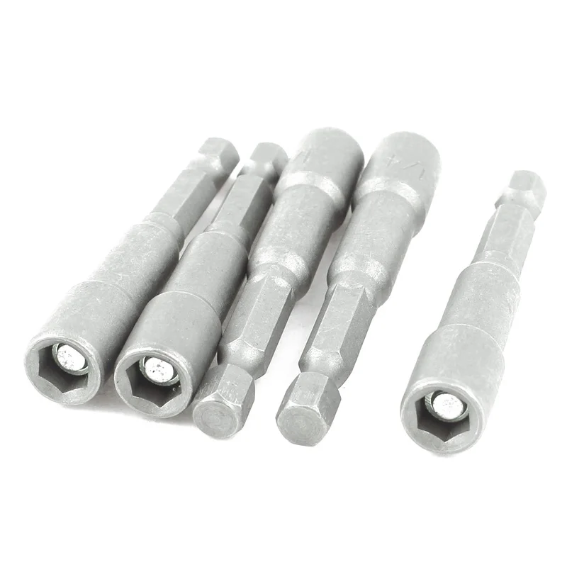 

1/4" 6.35mm Magnetic Nut Driver Socket Adapter Hex Drill Bit 5 Pcs