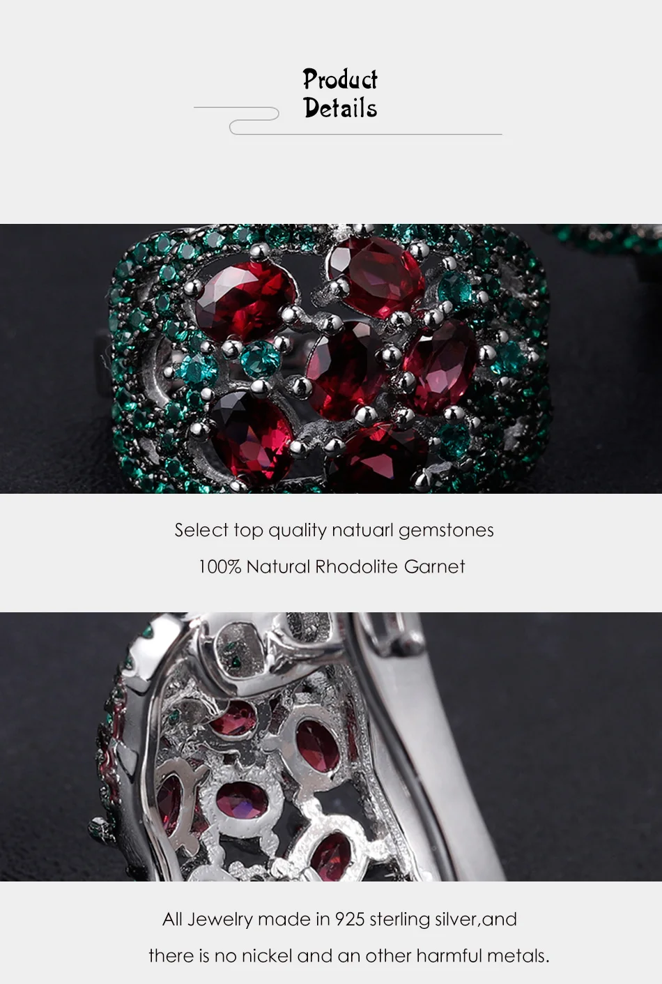 GEM'S BALLET 3.0Ct натуральный родолит Гранат Серьги 925 пробы Серебряные Серьги с драгоценными камнями для женщин Свадебные ювелирные изделия