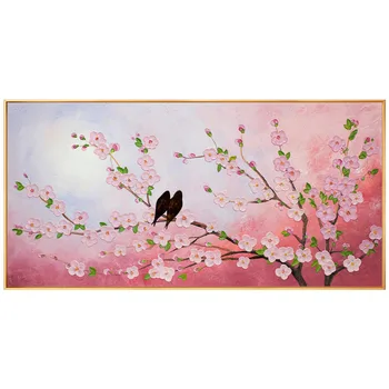 

Magpie Plum Horizontal Version Of hand-painted Oil Painting The Living Room Wall Decoration Bedroom Villa Entrance Mural Paintin