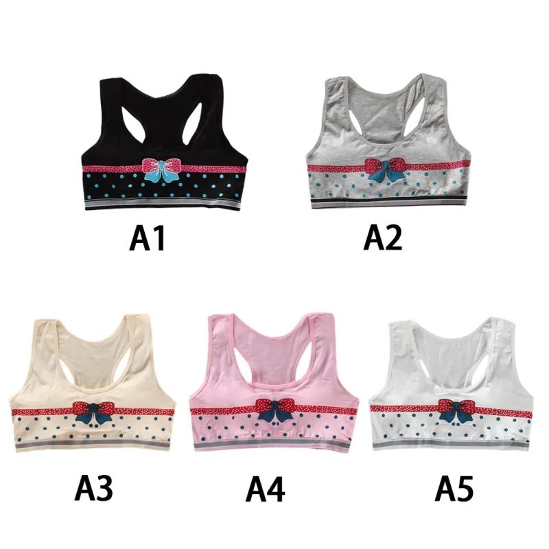 

Бюстгальтер для подростков, мягкие хлопковые тренировочные бюстгальтеры для маленьких девочек, нижнее белье, симпатичный жилет с бантом и ремнем в горошек для подростков, бюстгальтеры для молодых девушек