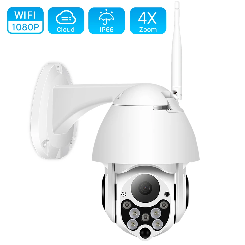 

1080P PTZ IP Camera Outdoor Auto tracking Two Way Audio Wifi Camera 4X Digital Zoom Color Night Vision CCTV Video Surveillance