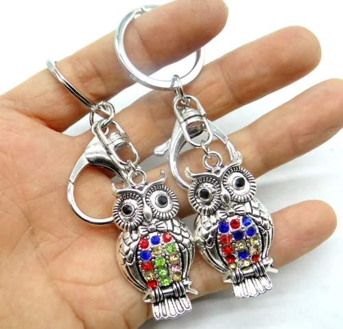 natural Quartz crystal owl Key Chain Keyring Silver Keychain Pendant for diy Jewelry making necklace Accessories | Украшения и