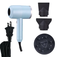 Фен для волос отрицательная ионная салон фен для волос с мощным профессиональным двигателем постоянного тока трехскоростной Stereotypes US Plug(синий