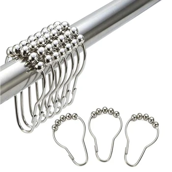 

12 Pcs Shower Curtain Hooks Rings Rust-Resistant Metal Smooth for Bathroom FPing