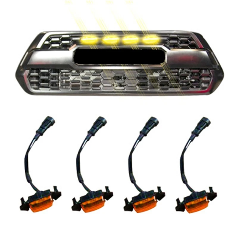 Набор из 4 решетчатых янтарных светодиодных ламп, комплект для Марка Toyota Tacoma Trd Grill
