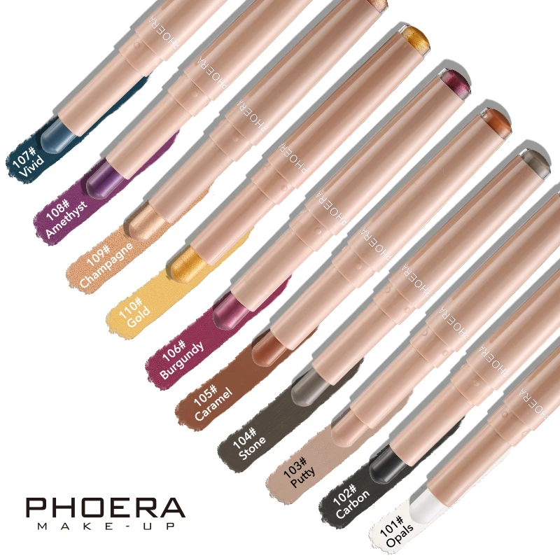 Phoera 10 Colori Eye Shadow Stick Matita Labbra Lunga Durata Cremoso Shadow Pen Shimmer Matte Eyes Makeup Cosmetics Per Felmale Girl
