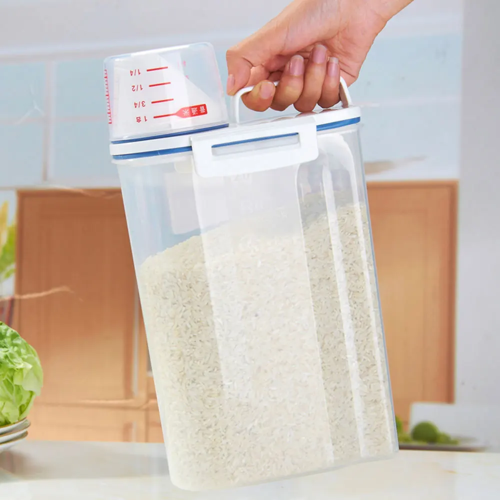 Durable Grain Storage Tanks Measuring Cup Rice Fresh Keeping Collection Collecting Tank Storage Container PP Transparent Home